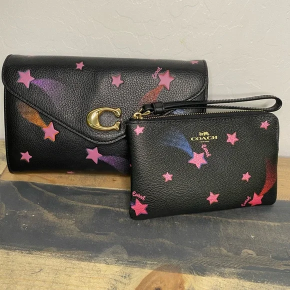 Coach Bags Coach Black W Pink Stars Crossbody And Matching